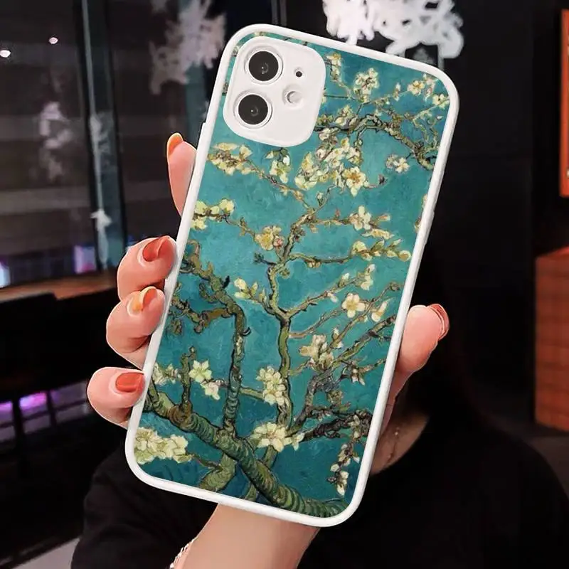 

Van Gogh Daisy sunflower Art Design Phone Case Matte transparent For White iPhone 12 Mini 11 Pro XR XS Max 7 8 Plus X Back Cover