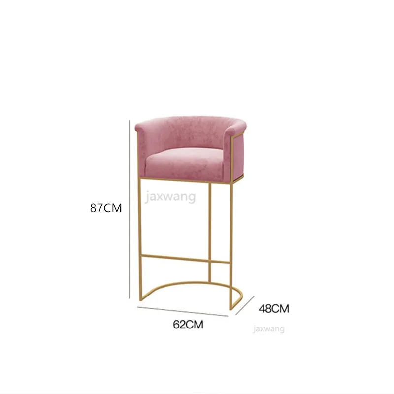 

Luxury Pink Grey Soft Velvet Casting Iron Golden Metal Armchair Living Room Chair Bar Chair Dresser Coffee Leisure Bar Stool