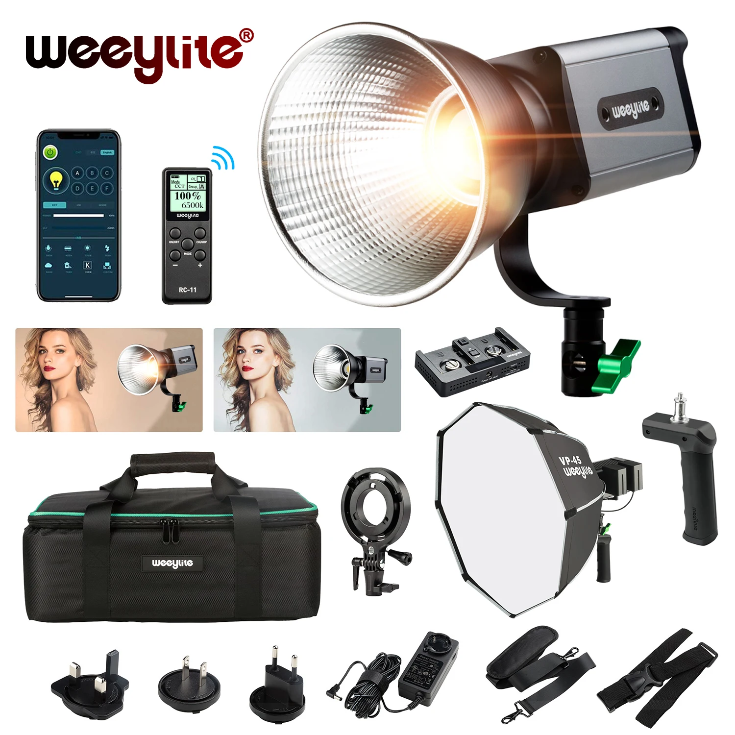 Weeylite 60 Вт светодиодный непрерывный свет для видеосъемки двухцветный 2800-8500K