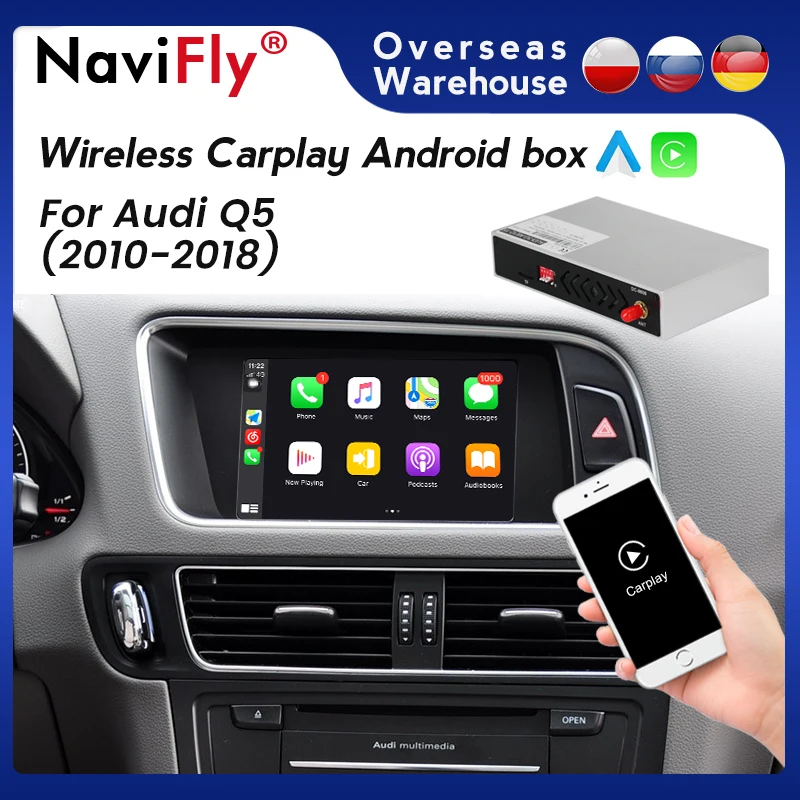 NaviFly Wireless Carplay Android Auto Car Multimedia For Audi Q5 2010-2018 support Mirror Link Reversing camera | Автомобили и