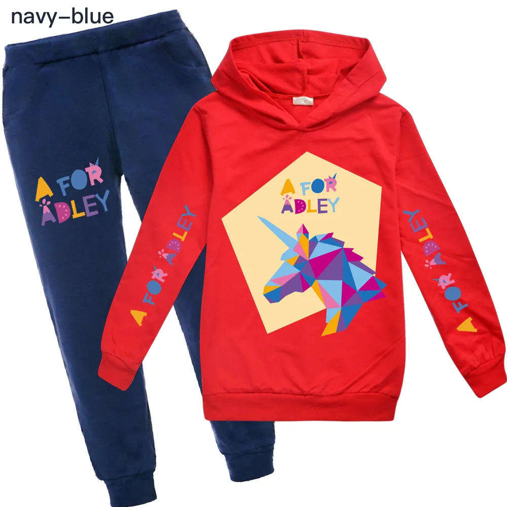 A for Adley Cartoon Kids Clothing Set 3D Cotton Kids Clothes Girls Tshirt Pants Suit School Boys Outfit Baby Children Hoodies