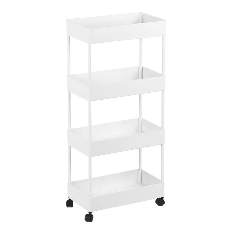 Полка на колесиках для кухни и ванной многоярусная съемная полка хранения