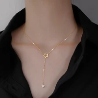 sterling silver necklace women design accessories five pointed star tassel clavicle chain simple temperament party jewelry