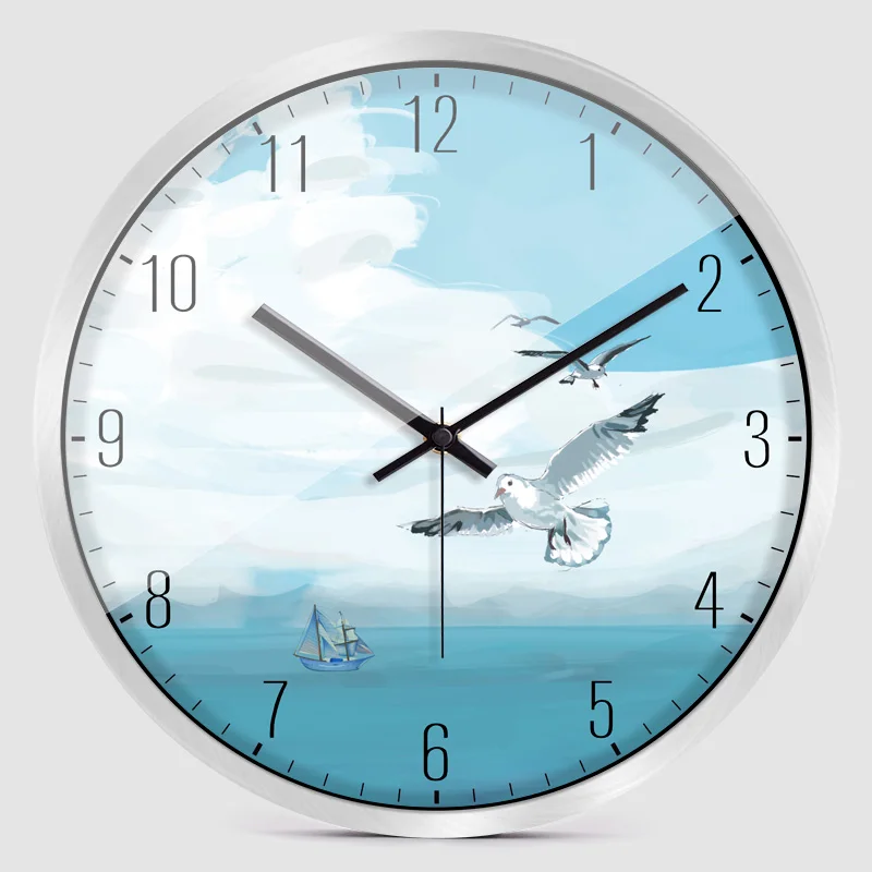 

Exquisite blue marine style home office decorative wall clock Seagull Soaring Modern Art Wall Clock