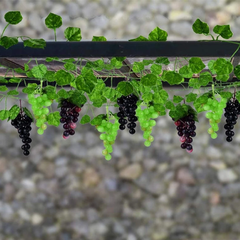 

10PCS Black Purple Hanging Artificial Grapes Photography Props Decoration Fake Fruits