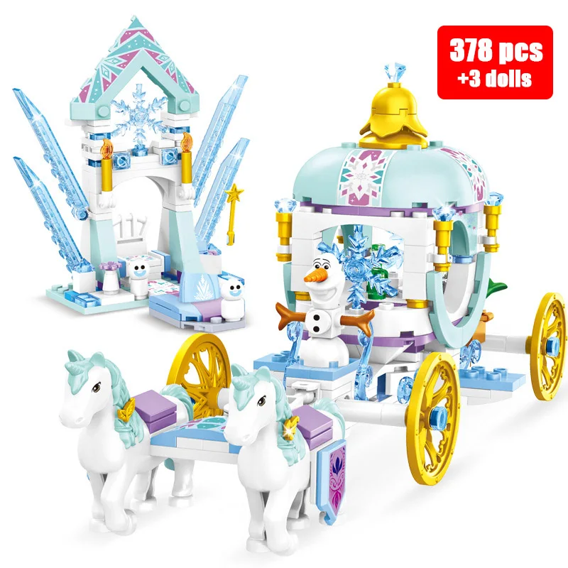 Friends Princess Royal Crystal Ice Castle House Building Blocks Kit Bricks Classic Movie Model Kids Girls Toys Christmas Gift images - 6