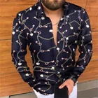 Новинка 2021, осенний мужской повседневный Модный облегающий однобортный Кардиган в европейском и американском стиле с принтом, рубашка с длинными рукавами для мужчин