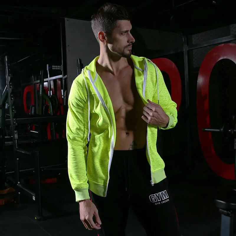 Мужские спортивные куртки s тренировочные с длинным рукавом капюшоном