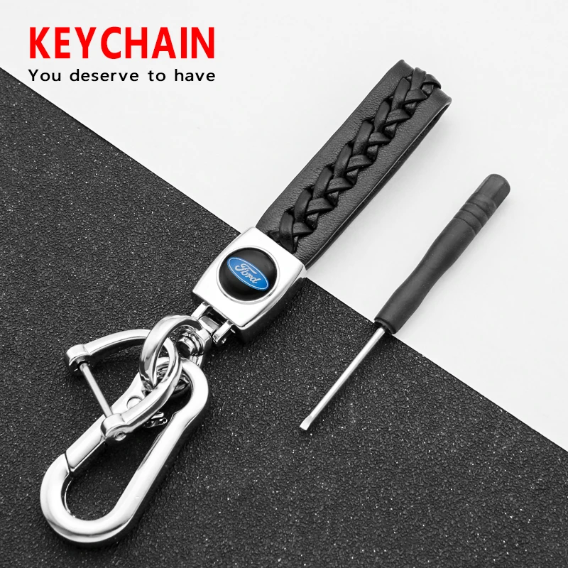 

Car Emblem Keychain Metal leather Car Key Ring For Ford Focus 2 3 4 MK1 MK2 3 Fiesta Mondeo Escape Auto Decoration Accessories