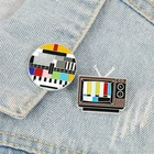 Эмалированные булавки без сигнала, брошь на экран старой школы для телевизора, джинсовая булавка для рубашки, сумки, креативный индивидуальный значок, забавные ювелирные изделия, подарки для детей, друзей