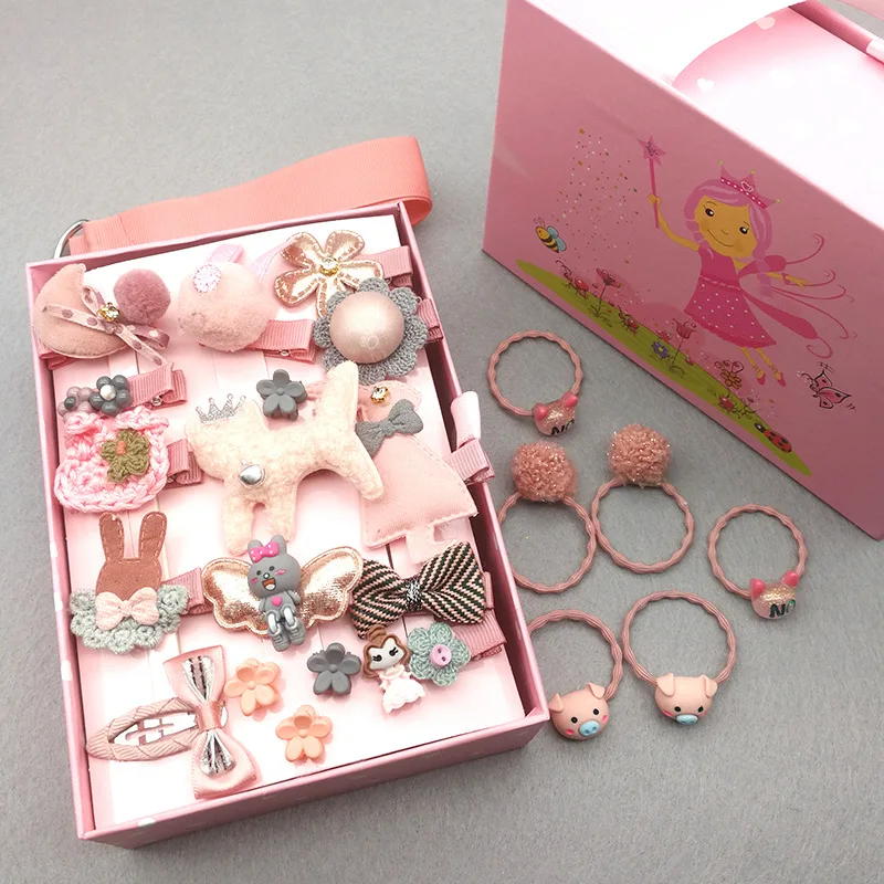 24 шт./компл. детские заколки для волос милые аксессуары девочек бант цветок с