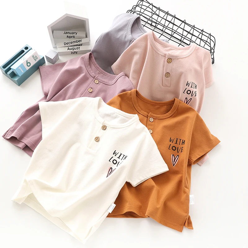 

Unisex Children T shirt Summer Short Sleeve Tops Casual Letter Print Tops Tee For Girls&Boys BC951