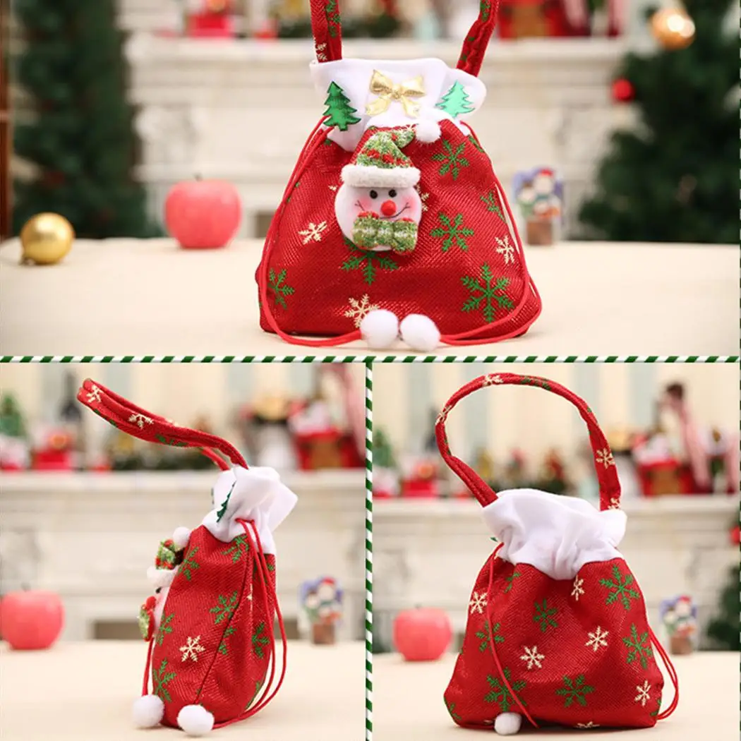 Рождественский Санта Клаус Снеговик Дети конфеты подарок мешок шнурок очень