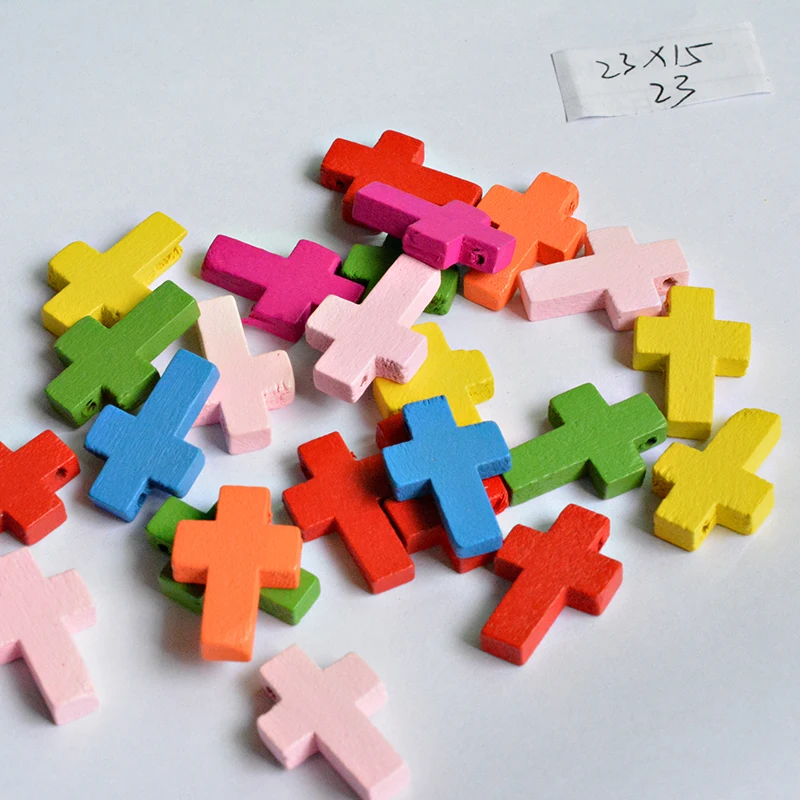 Деревянные Мультяшные лаконичные бусины-кресты 20 шт. шарики деревянные бусины