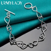 urmylady 925 sterling silver ot buckle chain bracelet for women man charm wedding engagement party fashion jewelry