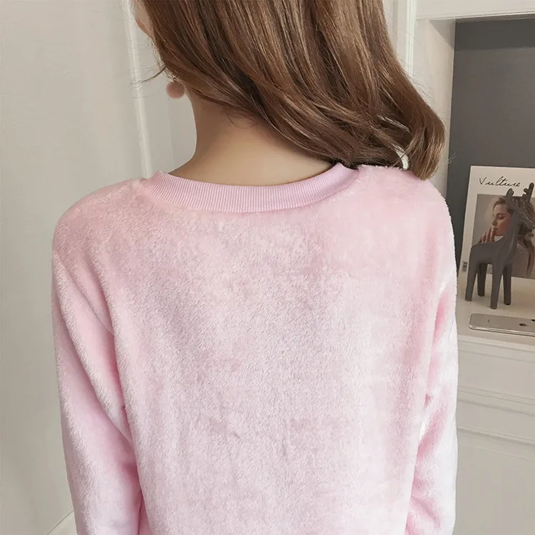 Women Pajama Sets Autumn Winter Pajamas Flannel Cartoon Thick Warm Women Sleepwear Cute Animal Female Homewear