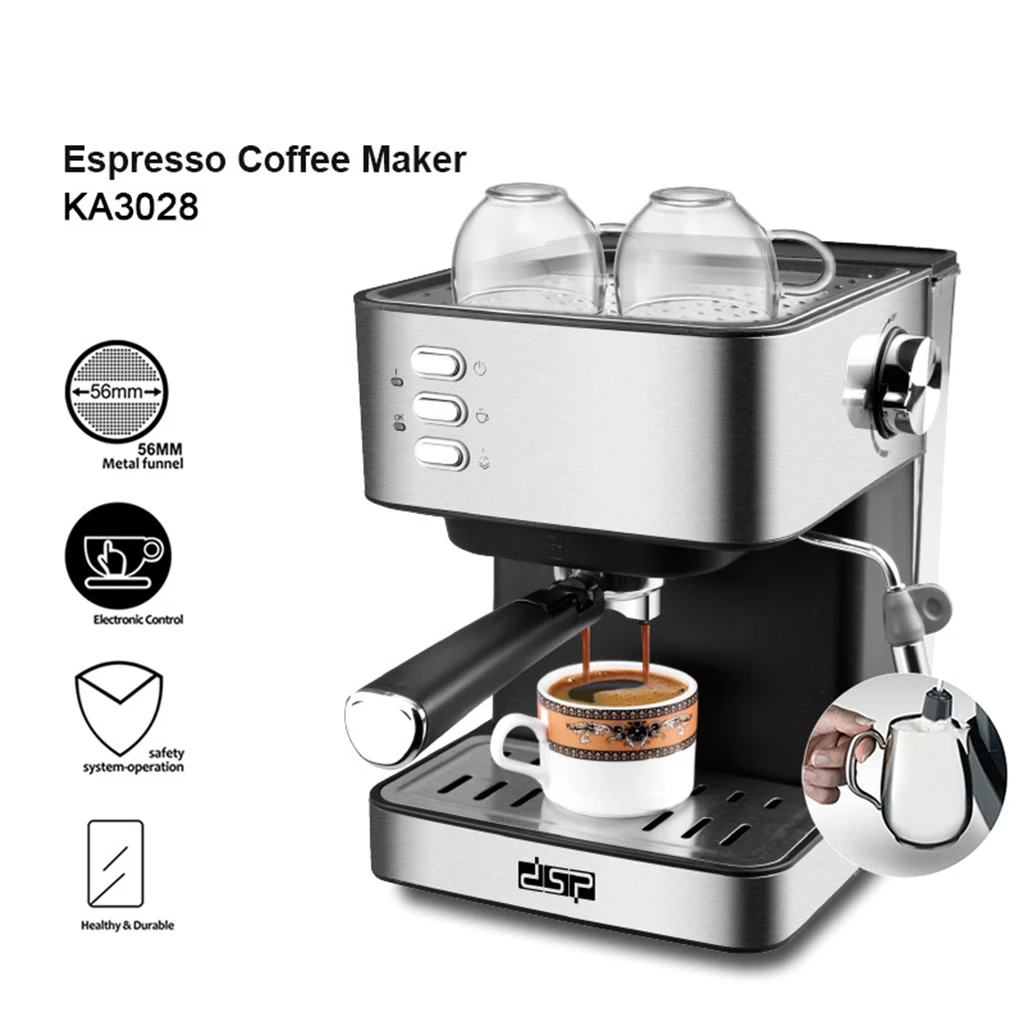 

850W Stainless Steel Espresso Coffee Machine Coffee Maker Home Office Machine Expresso with 1.6L Detachable Water Tank
