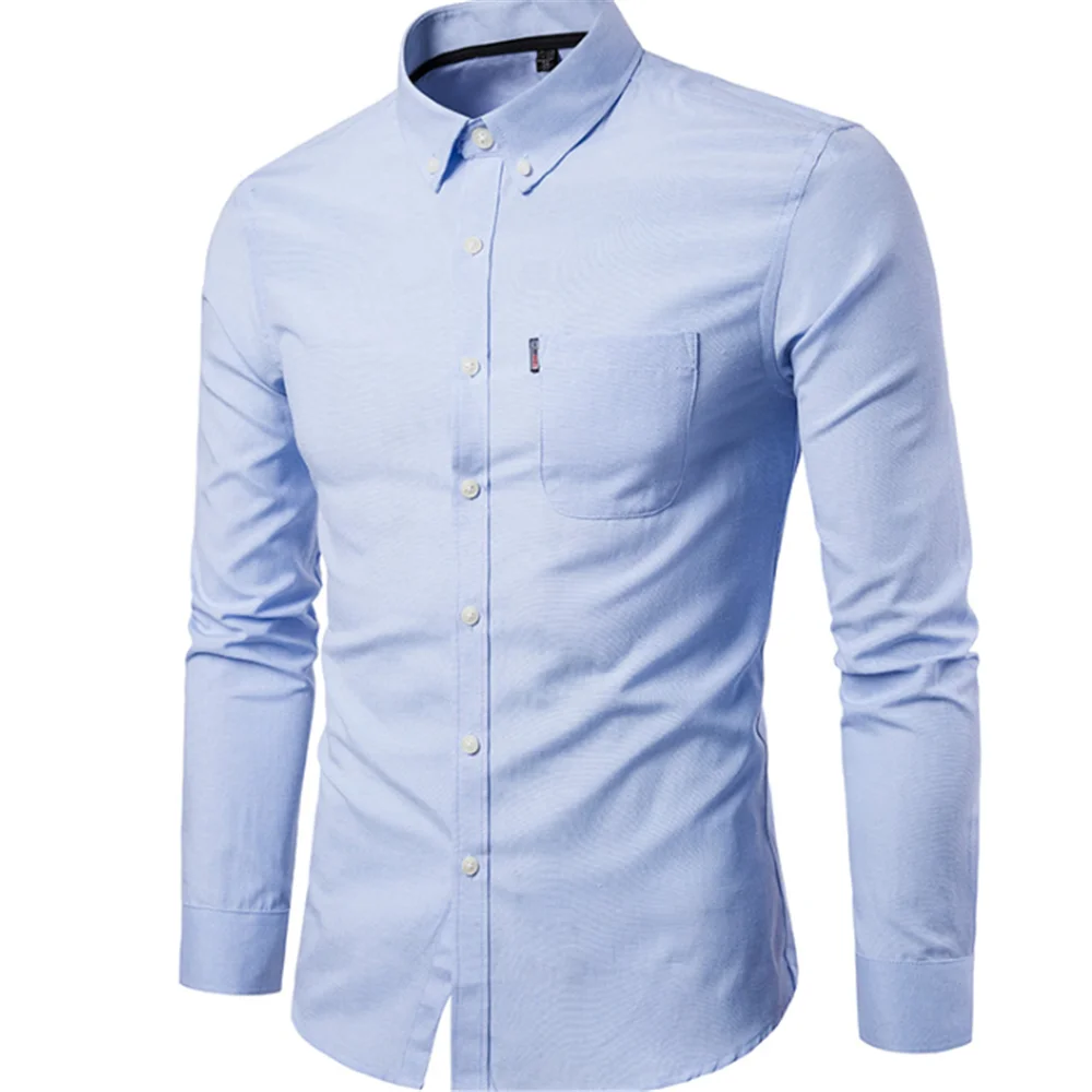 Рубашка мужская из ткани Оксфорд Повседневная блуза с длинным рукавом