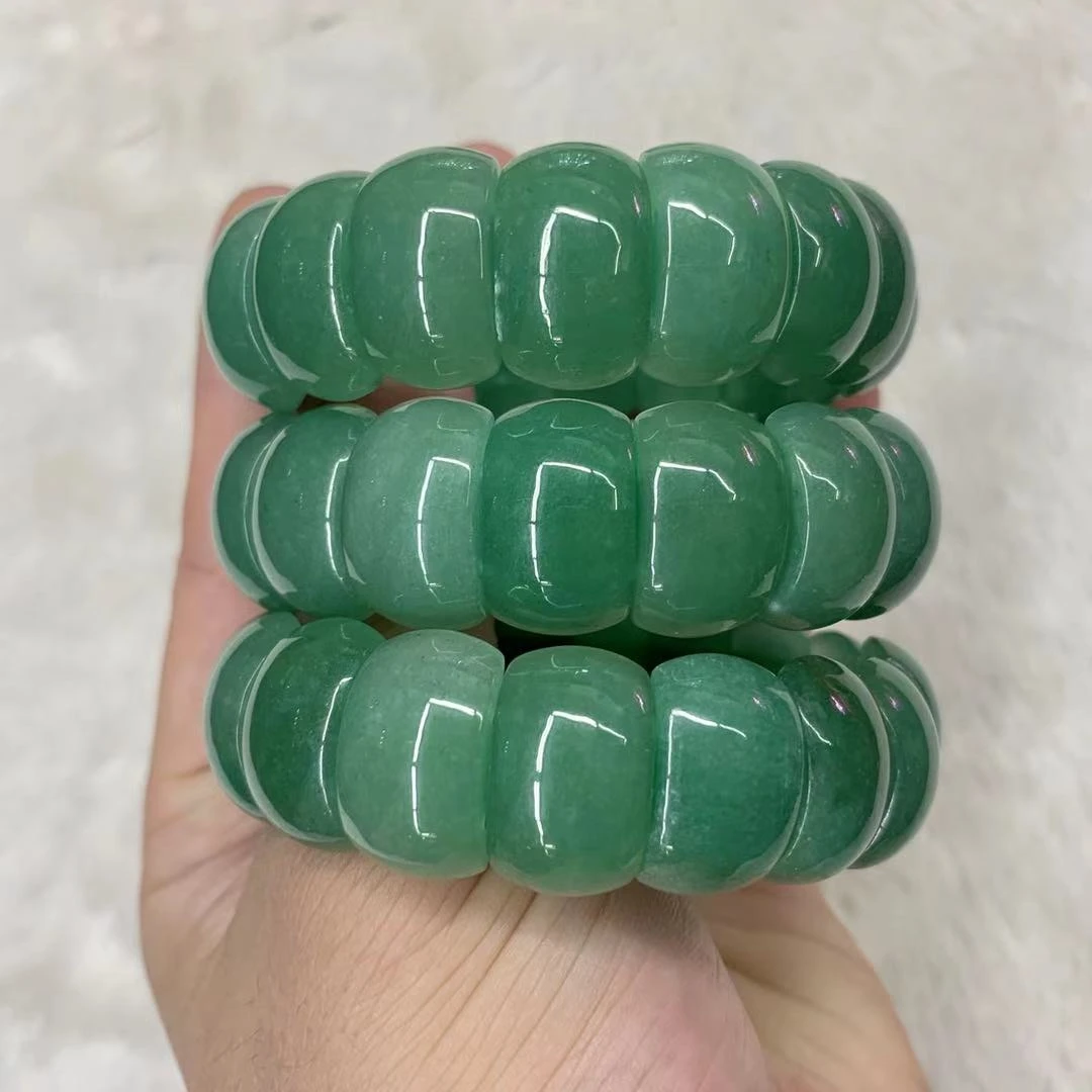 Браслет с зелеными авантюринами нефритовые бусины натуральный жесткий браслет
