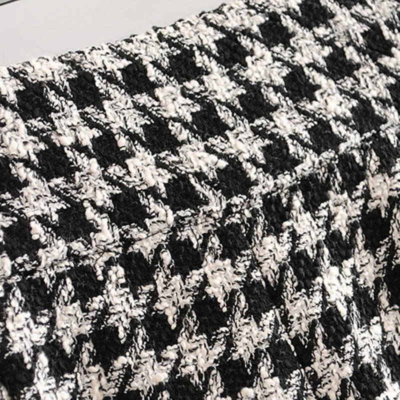 Plaid Printed Tweed Pants Women Loose Wide Leg Trousers Elegant Ladies Houndstooth Office Bottoms Female Pockets Patns | Женская одежда