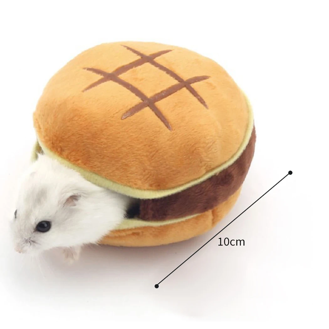 

New Small Pet Cute Soft Plush Hamburger Nest Bed Squirrel Hamster Cotton Bed Small Pet Warm House Comfortable Small Animal Nest