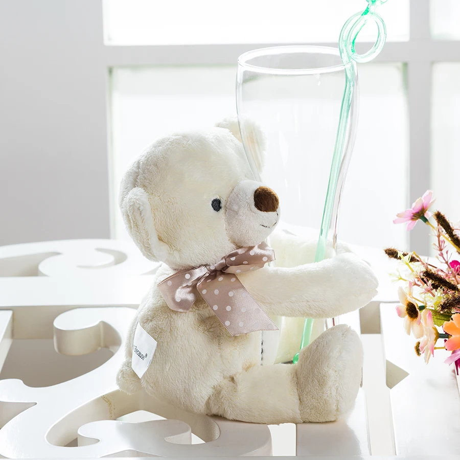 Мягкая Набивная игрушка ваза Huger с медведем розовый/синий/слоновой кости 10