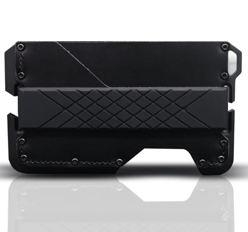 full black Винтажные алюминиевые женские Rfid держатели для кредитных карт, ID, Crazy Horse, натуральная коровья кожа, маленькие RFID блокирующие мужские кошельки, чехол - Цвет: full black