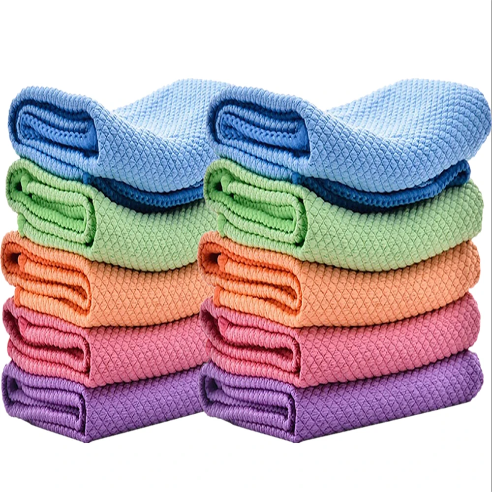 

10pcs Microfiber Cleaning Towel Absorbable Glass Kitchen Cleaning Cloth Wipes Table Window Car Dish Towel Rag Kitchen Supplies