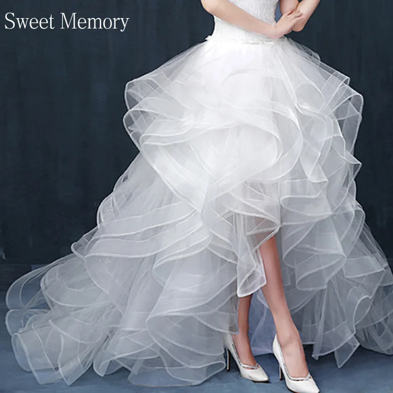 

160US53 Sweet Memory Women White High Low Evening Dresses Lace Up Sweetheart Tiered Prom Party Gowns