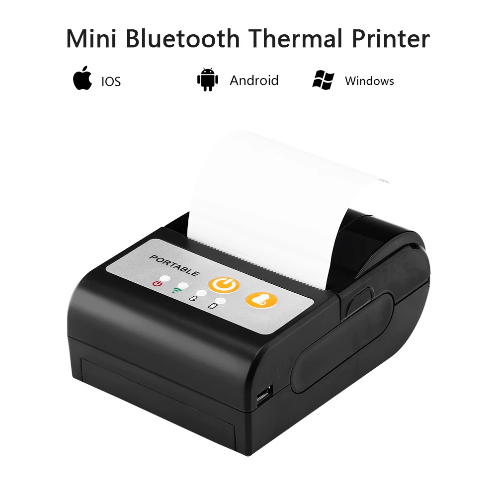 Миниатюрный Bluetooth принтер термопринтер миниатюрный Портативный чековый 58 мм