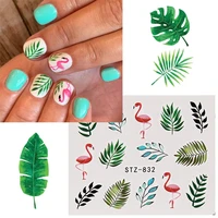 tropical style nail stickers leaf flamingo flowers butterfly water decals nail art decorations wraps sliders sticker manicure