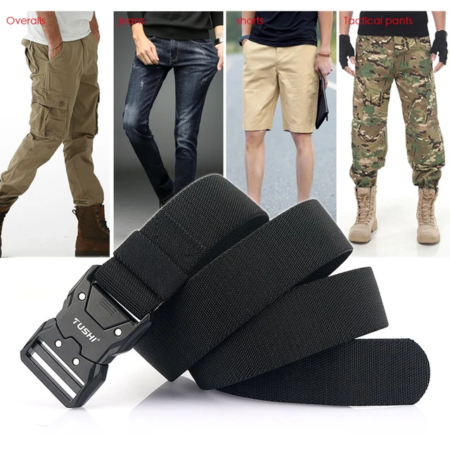 VATLTY Quick Release Elastic Belt Men Hard Alloy Buckle Strong Real Nylon Women Stretch Belt Outdoor Sports Work Belt Male 4