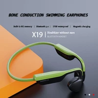 2021 new x19 bone conduction headphones bluetooth ipx8 waterproof wireless earphones with mic 8g sd card for smartsphone