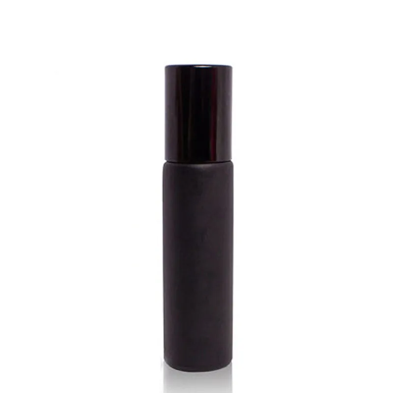 1pcs Black 1/5/10 шт 10 мл Портативный толстые Стекло ролик эфирное масло в виде флаконов парфюма путешествий многоразового использования, матовый цветной ролик с шариком-роллером - Цвет: 1pcs Black