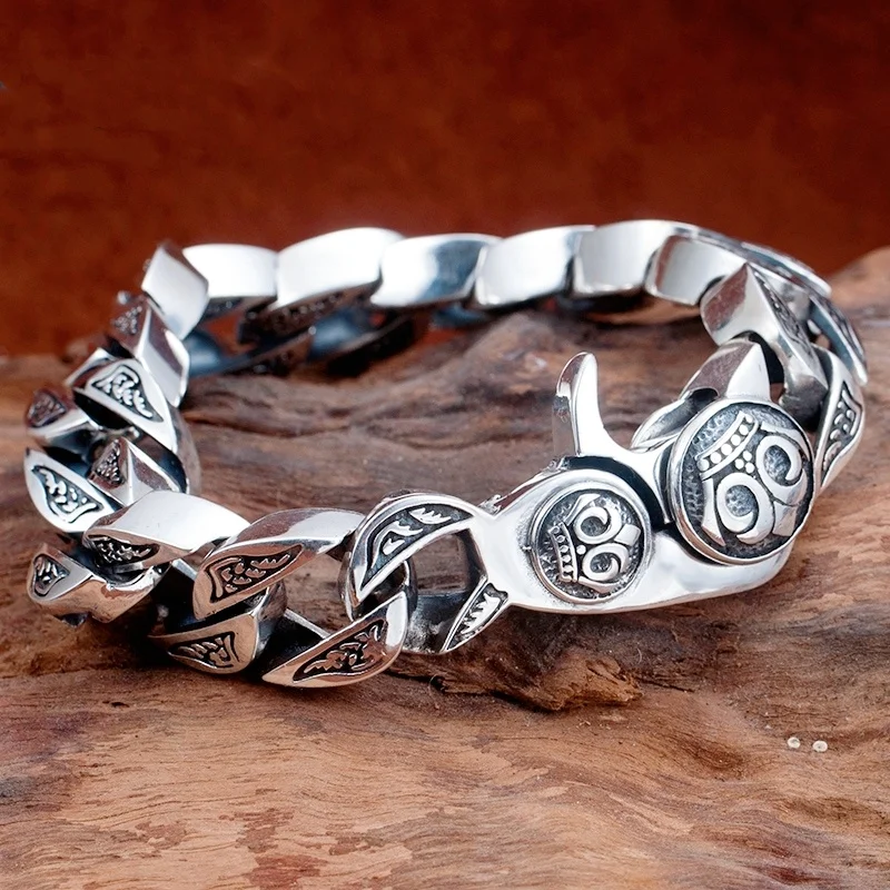 

Sterling Silver Bracelet Men's Fashion Fashion Jewelry Women's Lovers Hip Hop S925 Christmas Gift Punk Style