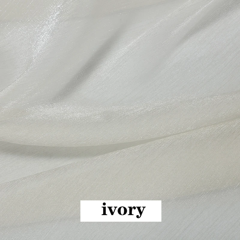ivory Ширина 150 см однотонный Блестящий органза ткань тюль, марля, сетка для Свадебная вечеринка сценическое платье DIY Павлиньего хвоста, ручная работа, украшение из ткани - Цвет: ivory