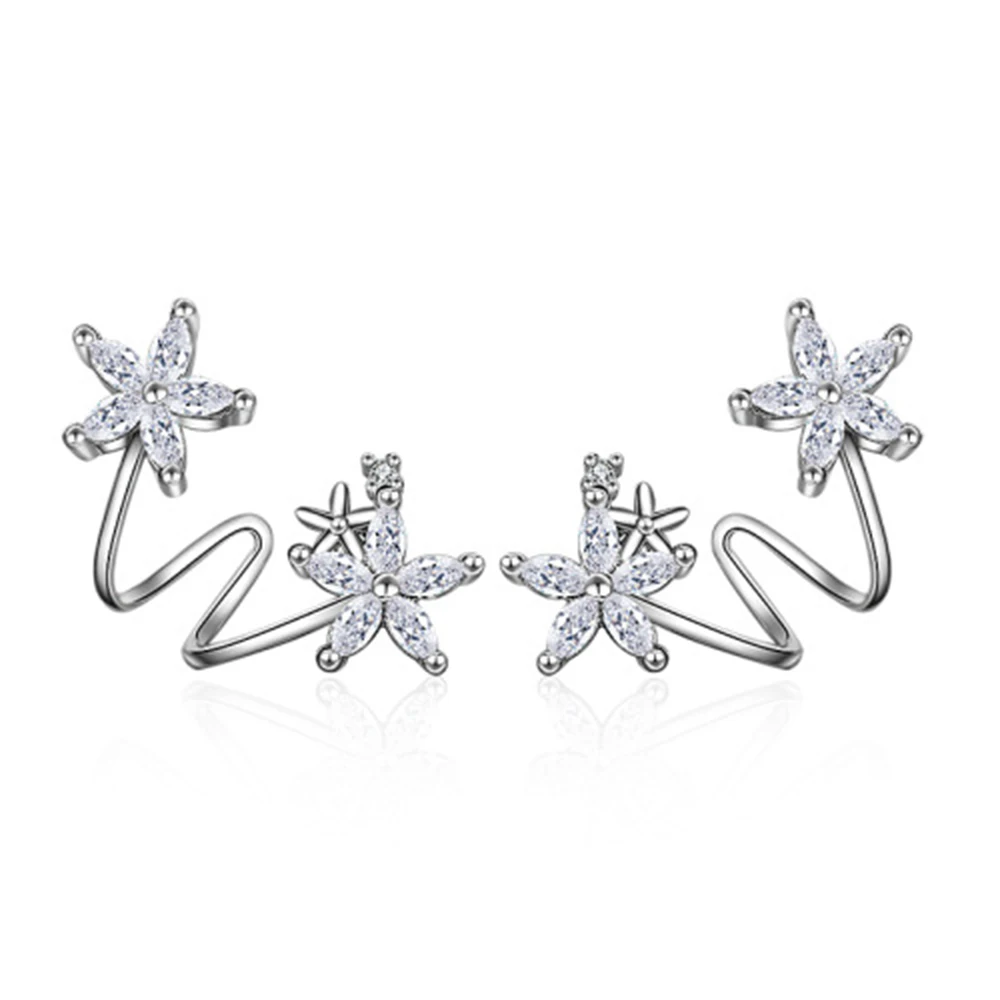 Серьги из стерлингового серебра 925 пробы u образный бант снежинка циркон