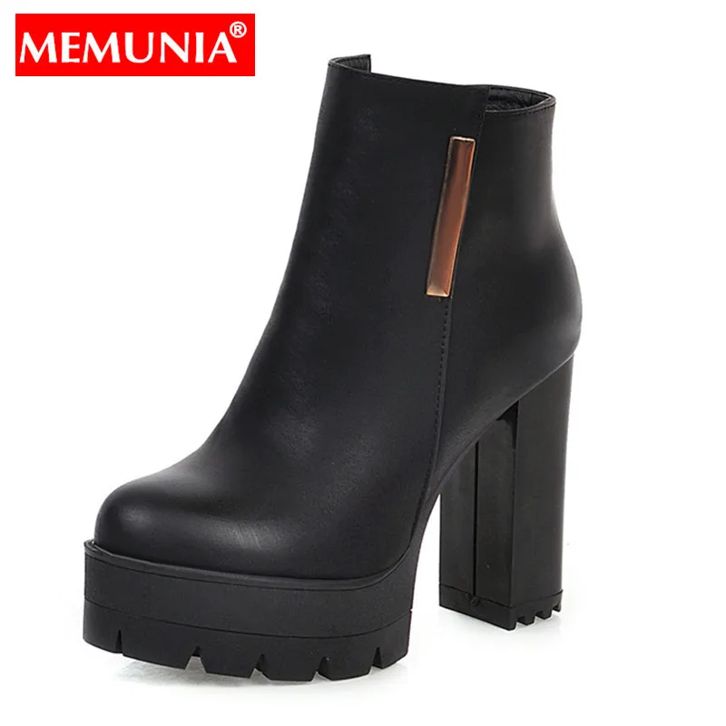 MEMUNIA/высококачественная искусственная кожа женские ботинки простые на платформе