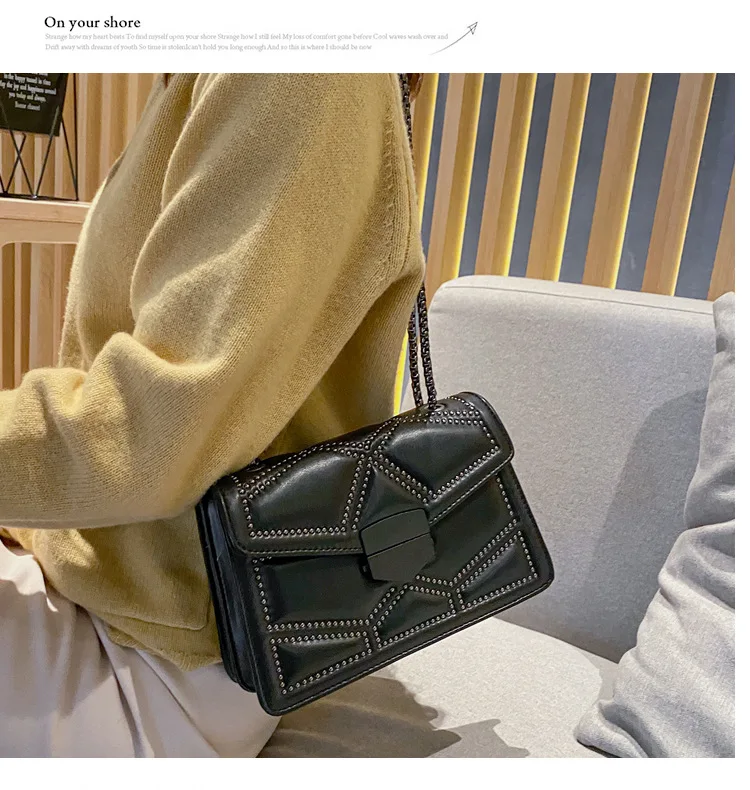 

Women Handbags Black Bag Handbag New Fashion Korean Chain Shoulder Slung Small Square Bag Purses and Handbags Luxury Designer