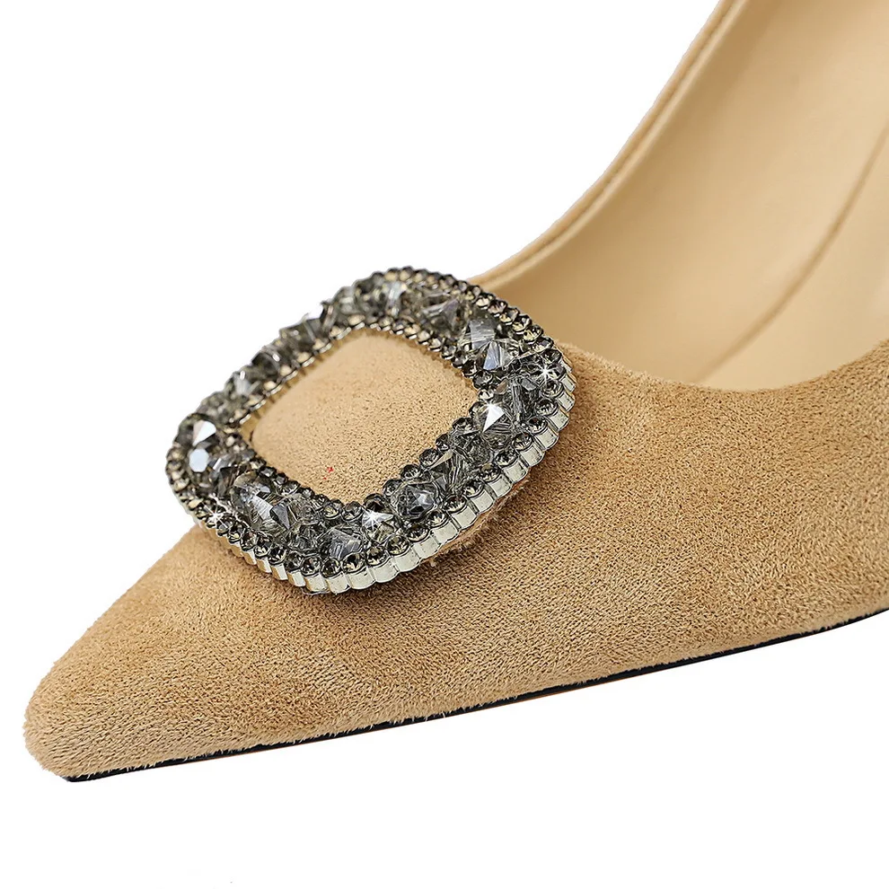 

2019 New Spring/Autumn Women Pumps High Thin Heel Pointed Toe Shallow Metal Sexy Office Ladies Women Shoes Yellow High Heels