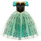 Вечерние чное платье Снежной королевы с цветочным рисунком для маленьких девочек, летние платья из полиэстера для косплея, желтая одежда для маленьких детей