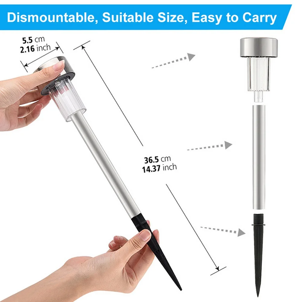

10Pcs LED Solar Light Outdoor Waterproof Stainless Steel Lamp Decor Lawn Lamps Street Lighting for Garden Decoration Accessories