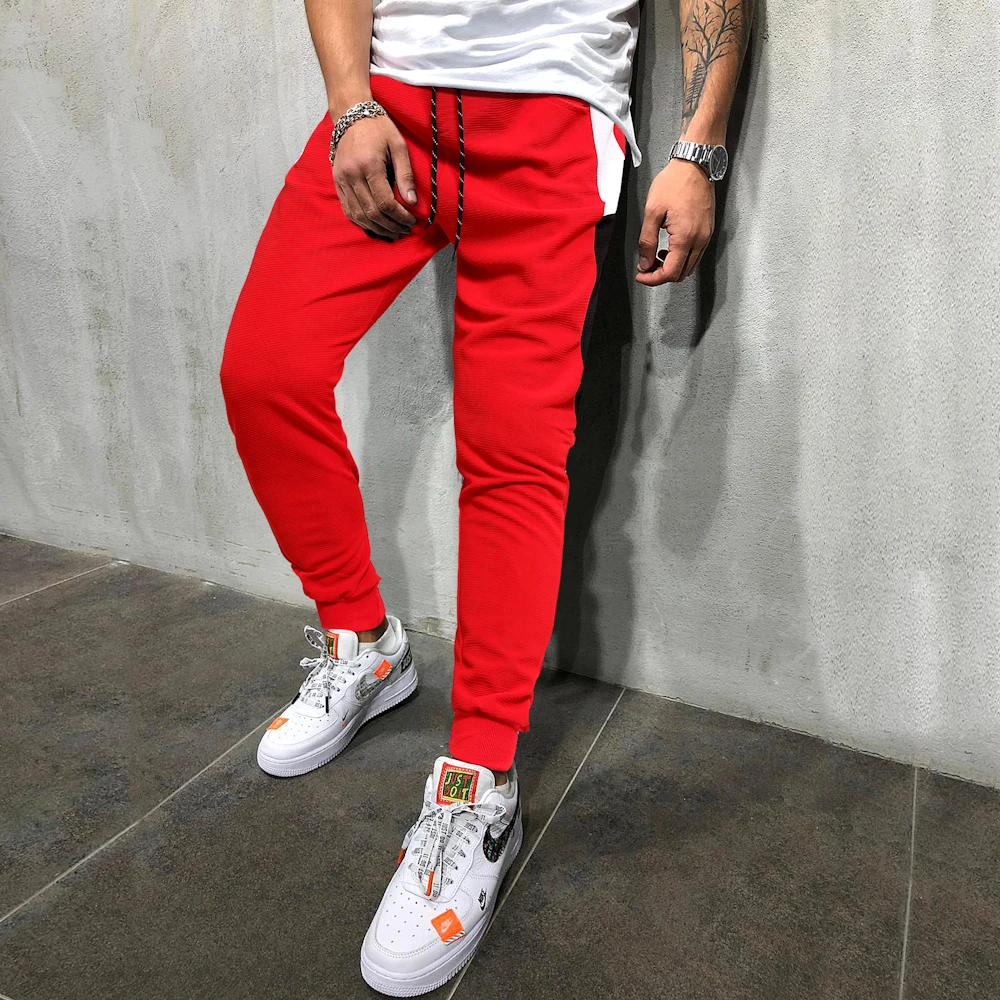 Men's Sweatpants Side Stripe Hip Hop Track Pants Street Wear Skinny Joggers Drawstring Elastic Waist Male Casual | Мужская одежда