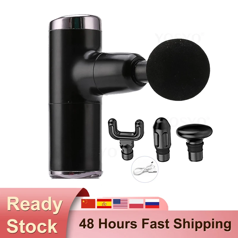 

Беспроводной массажный пистолет для глубоких тканей, перкуссионный портативный Электрический массажер для тела с 4 головками для снятия бо...