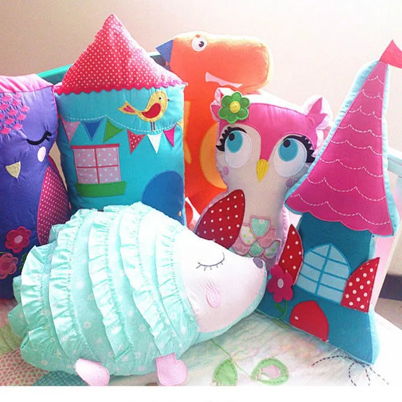 

Cute Children room cushion pillow Lovely doll cartoon stereo sofa cushion embroidery pillows for living room pillows decor home