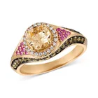 Новое кольцо с кристаллами в стиле ретро, качественное банкетное ювелирное изделие с золотым цирконом, кольцо принцессы, обручальное кольцо для помолвки