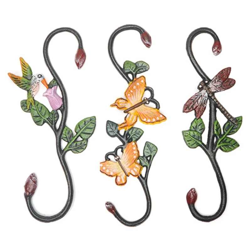 

QXNA Bird Feeder Hanger Metal Plant Hanger Hummingbird Butterfly Design Heavy Duty S Hook for Hanging Plants Wind Chimes