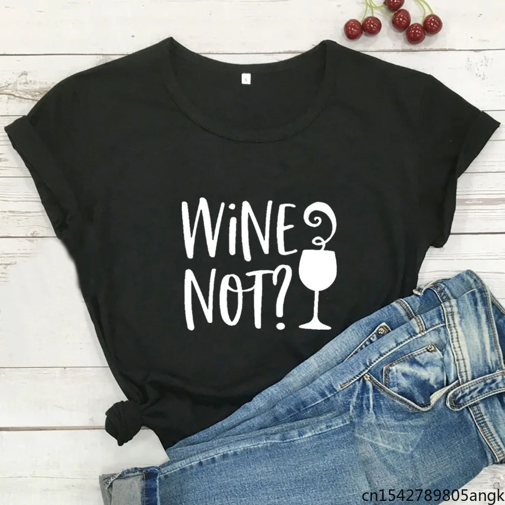 

Повседневная забавная Футболка с принтом винного цвета, женские черные летние свободные топы