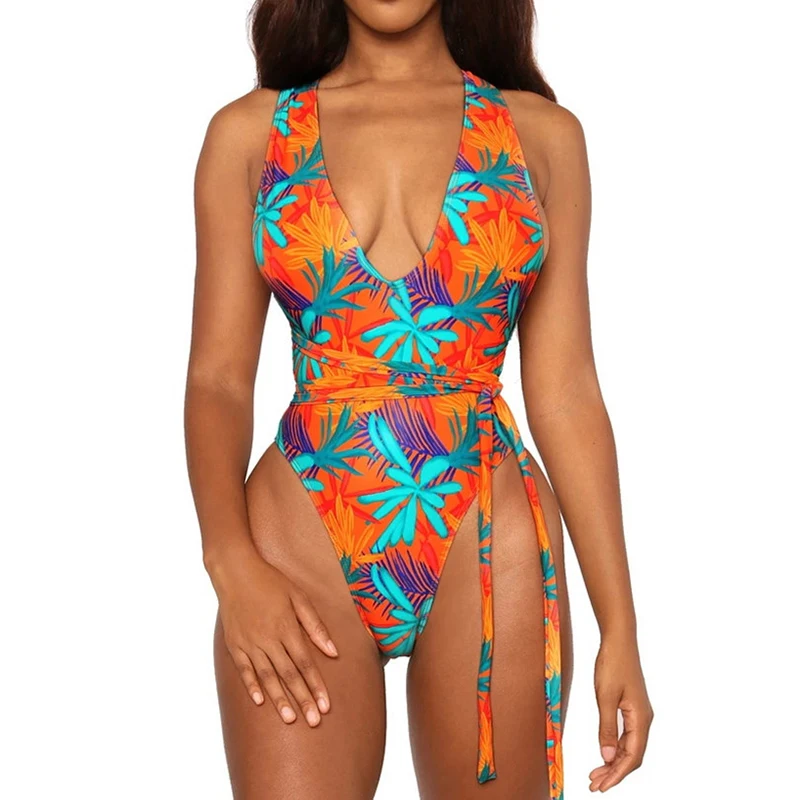 Цельный купальник со змеиным принтом женская одежда для плавания открытая спина