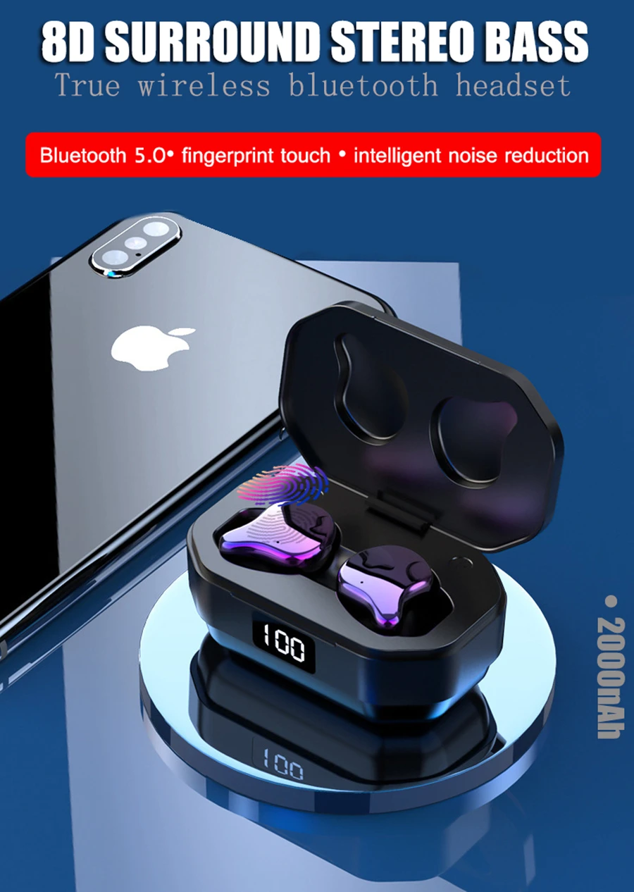 G01 TWS Bluetooth наушники стерео бас шумоподавление Гарнитура IPX7 водонепроницаемый 2000 мАч зарядная коробка Спортивные Беспроводные наушники